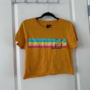 MTV Vibrant Striped Mustard Tee